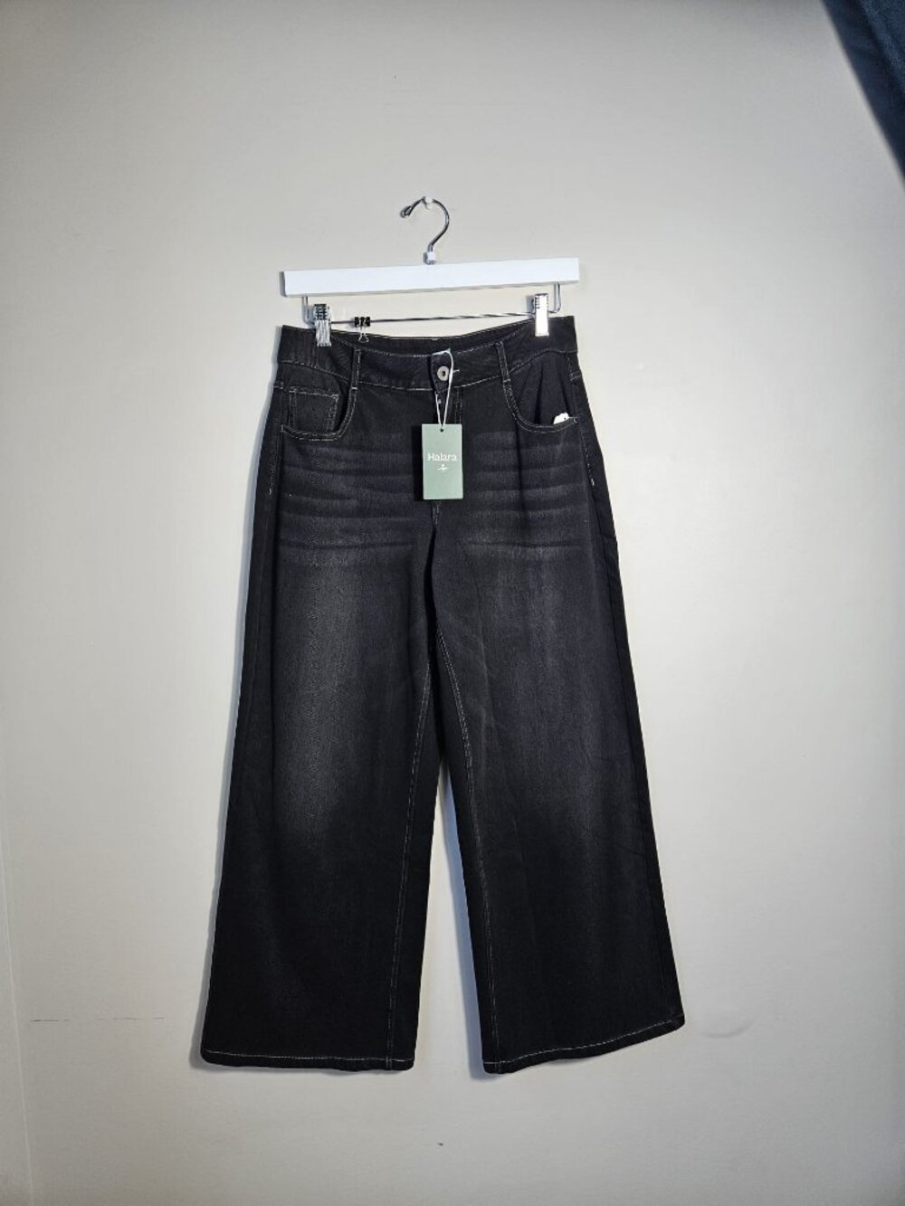 Halara Black Wide-Leg Jeans NWT Size 8 - Picture 2 of 4